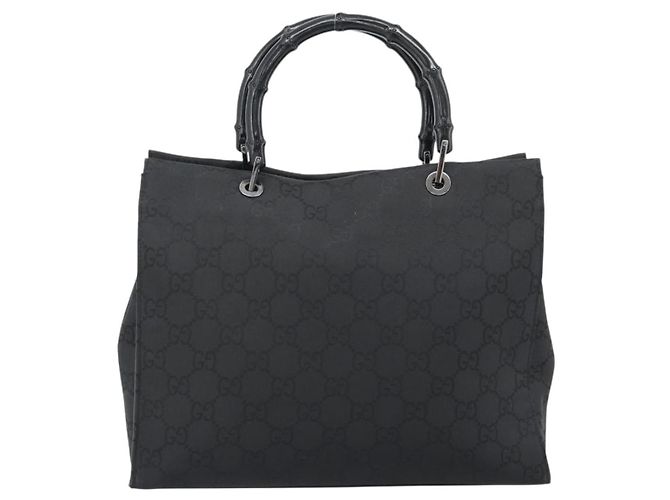 GUCCI GG Canvas Bamboo Hand Bag Nylon Black Silver 002 1010 - vista 2