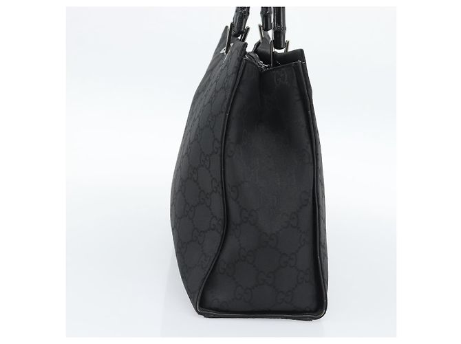 GUCCI GG Canvas Bamboo Hand Bag Nylon Black Silver 002 1010 - vista 3