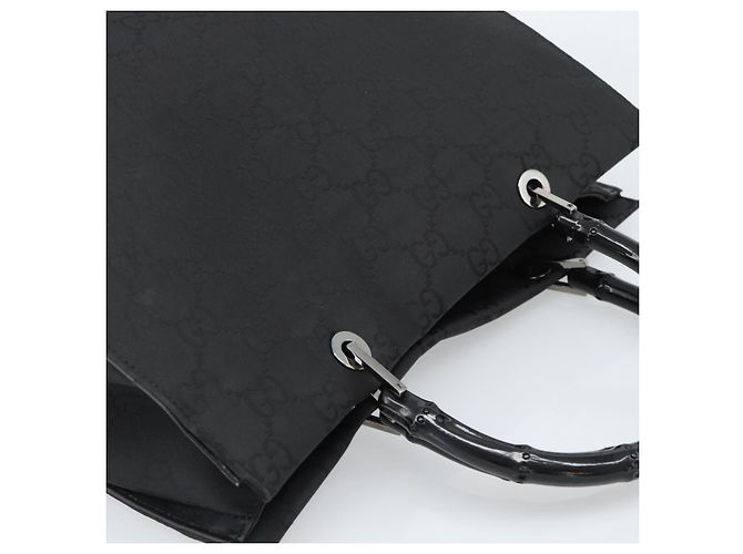 GUCCI GG Canvas Bamboo Hand Bag Nylon Black Silver 002 1010 - vista 6