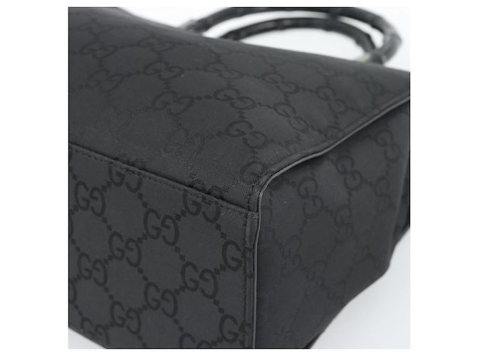 GUCCI GG Canvas Bamboo Hand Bag Nylon Black Silver 002 1010 - vista 9