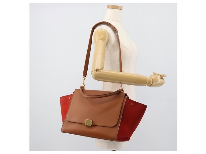 Céline CELINE Trapeze Hand Bag Leather 2way Brown Gold - vista 26