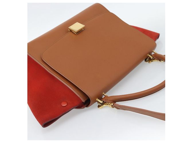 Céline CELINE Trapeze Hand Bag Leather 2way Brown Gold - vista 6