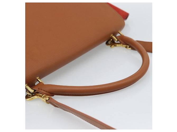 Céline CELINE Trapeze Hand Bag Leather 2way Brown Gold - vista 7