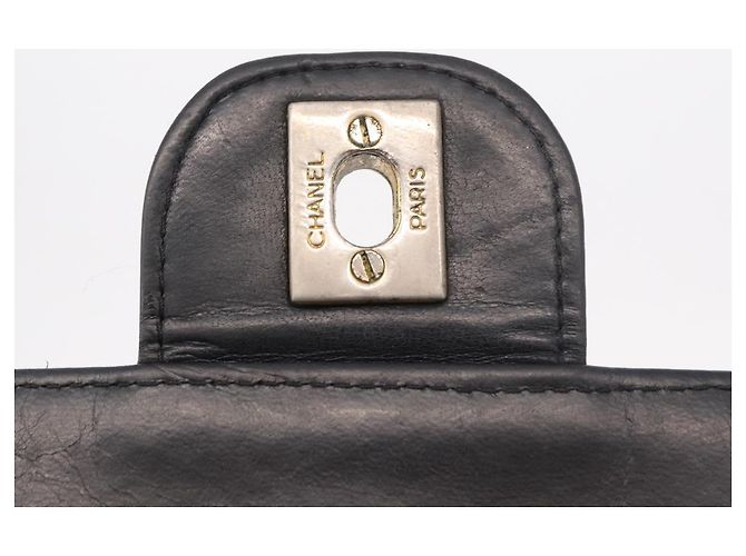 CHANEL Matelasse Chain Shoulder Bag Leather Black Gold CC - vista 10