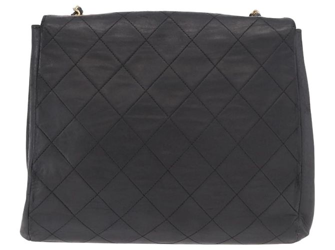 CHANEL Matelasse Chain Shoulder Bag Leather Black Gold CC - vista 2