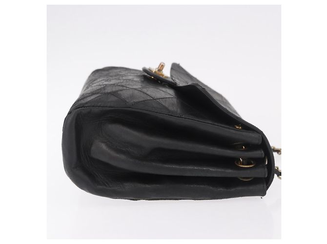 CHANEL Matelasse Chain Shoulder Bag Leather Black Gold CC - vista 3