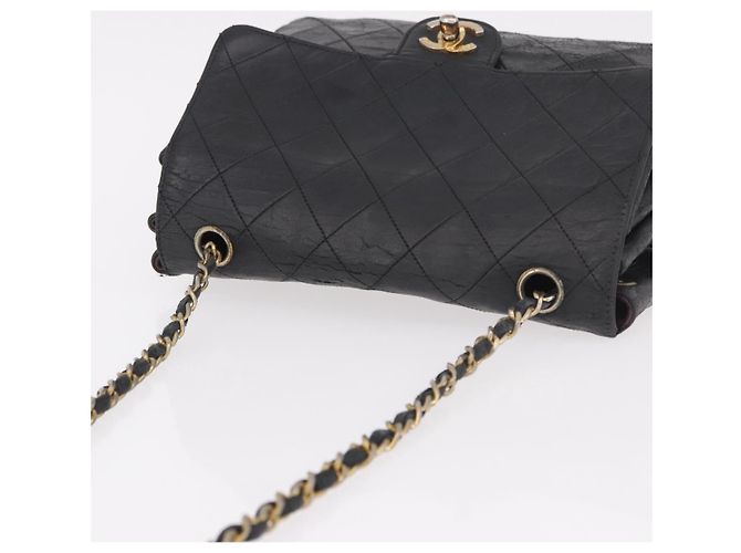 CHANEL Matelasse Chain Shoulder Bag Leather Black Gold CC - vista 6