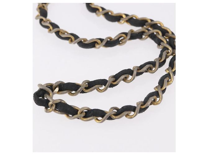CHANEL Matelasse Chain Shoulder Bag Leather Black Gold CC - vista 9