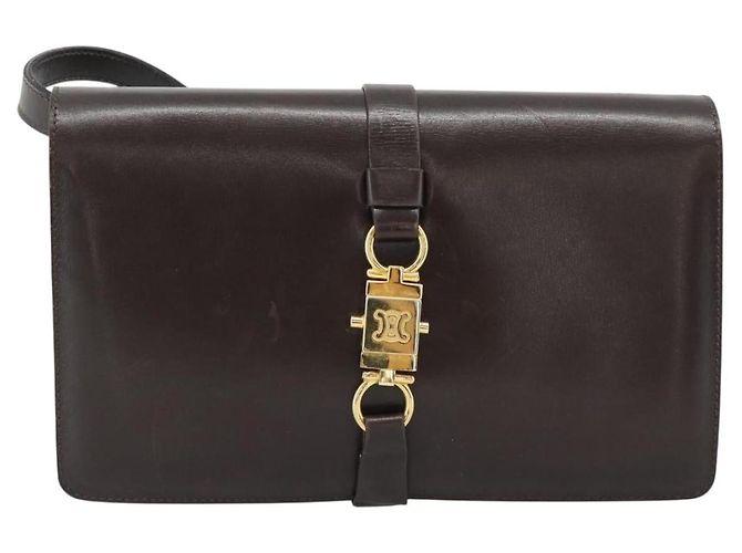 Céline CELINE Shoulder Bag Leather Brown Gold - vista 14