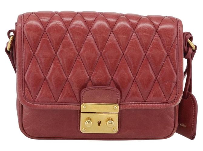 Miu Miu Shoulder Bag Leather Red Gold - vista 13