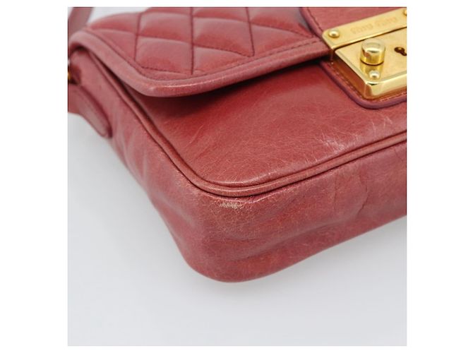 Miu Miu Shoulder Bag Leather Red Gold - vista 14