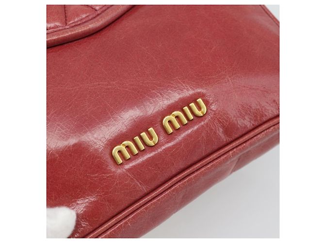 Miu Miu Shoulder Bag Leather Red Gold - vista 17