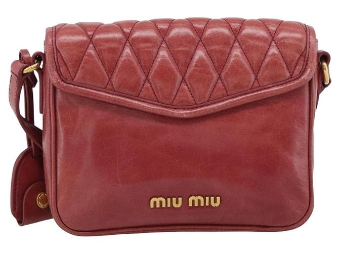 Miu Miu Shoulder Bag Leather Red Gold - vista 2