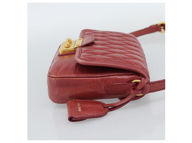 Miu Miu Shoulder Bag Leather Red Gold - vista 4