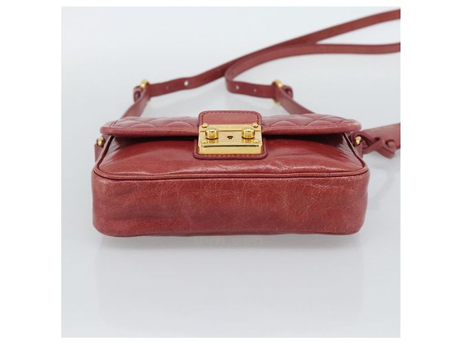 Miu Miu Shoulder Bag Leather Red Gold - vista 5