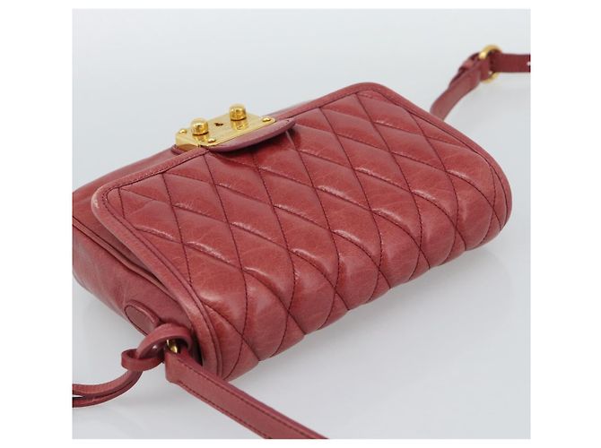 Miu Miu Shoulder Bag Leather Red Gold - vista 6