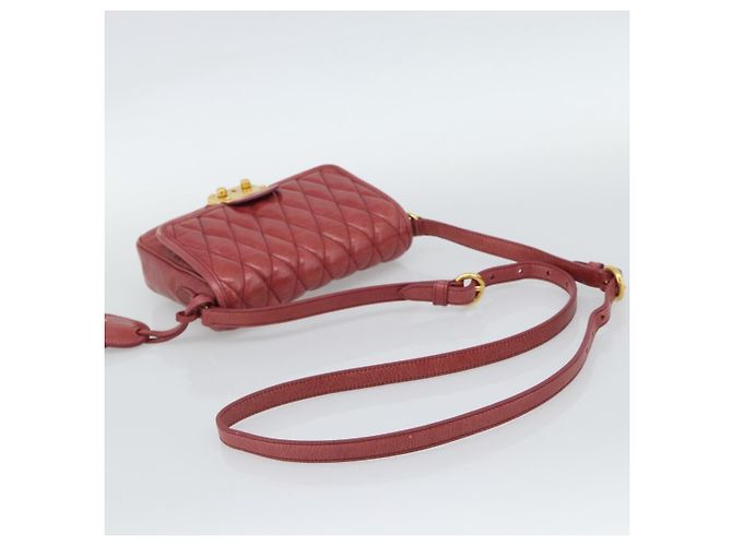 Miu Miu Shoulder Bag Leather Red Gold - vista 7