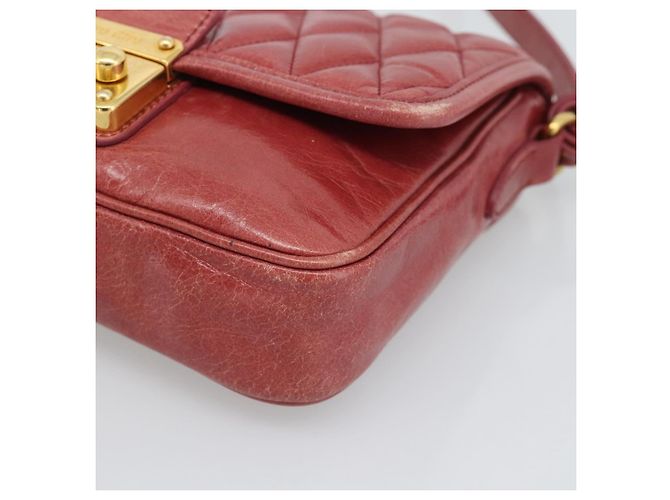 Miu Miu Shoulder Bag Leather Red Gold - vista 9