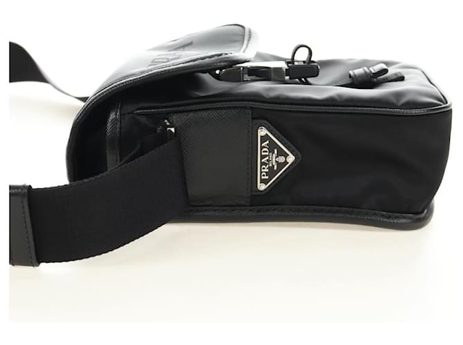 PRADA Shoulder Bag Nylon Black Silver - vista 3