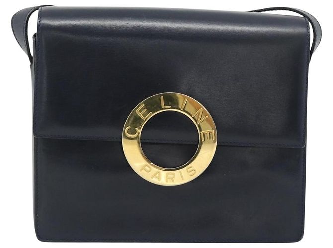 Céline CELINE Circle Shoulder Bag Leather Black Gold - vista 13