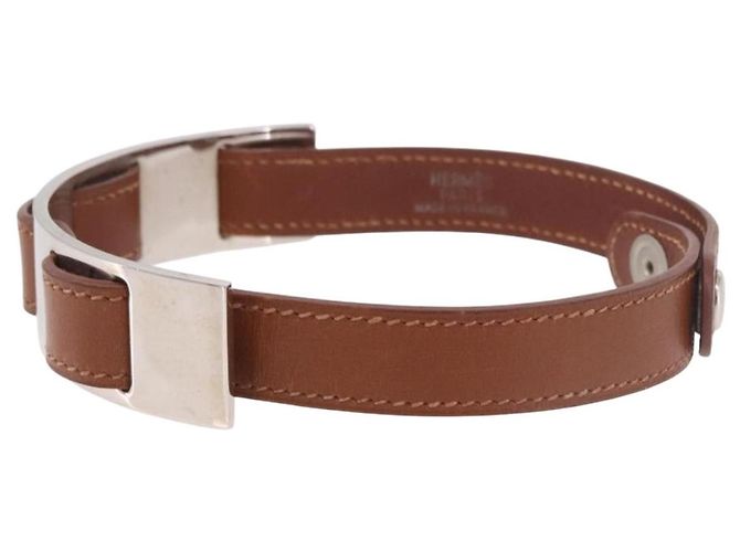 Hermès Bracciale HERMES in pelle marrone e argento, autentico bs35719A - vista 4