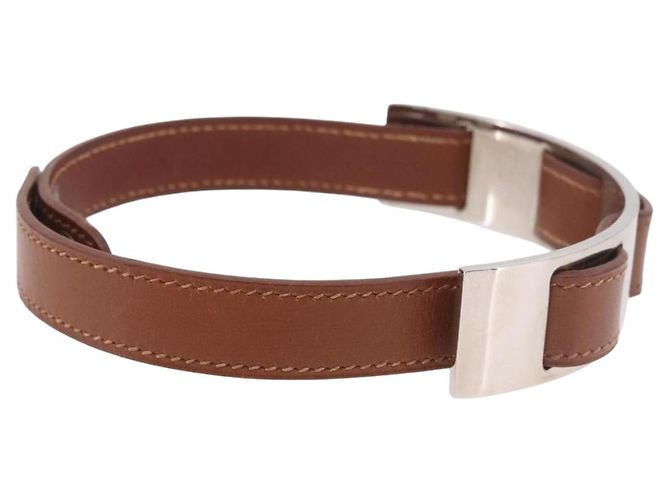 Hermès Bracciale HERMES in pelle marrone e argento, autentico bs35719A - vista 5