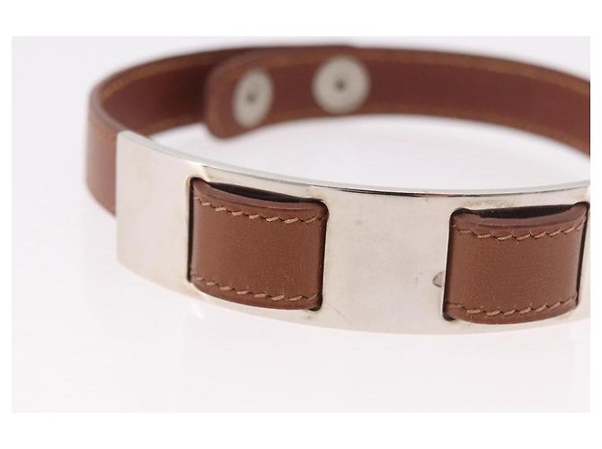 Hermès Bracciale HERMES in pelle marrone e argento, autentico bs35719A - vista 6