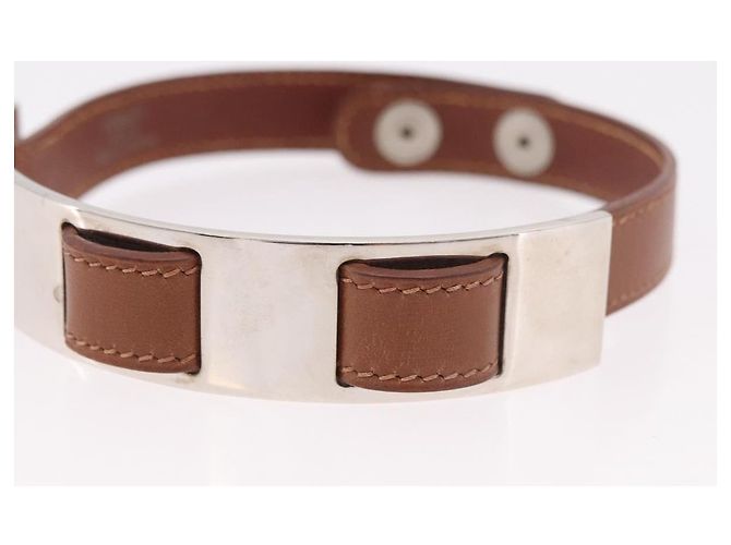 Hermès Bracciale HERMES in pelle marrone e argento, autentico bs35719A - vista 7