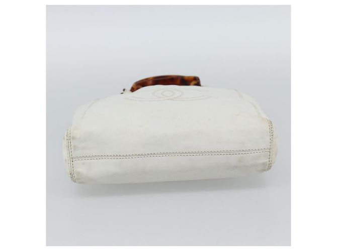 CHANEL Chain Hand Bag Leather White CC - vista 5