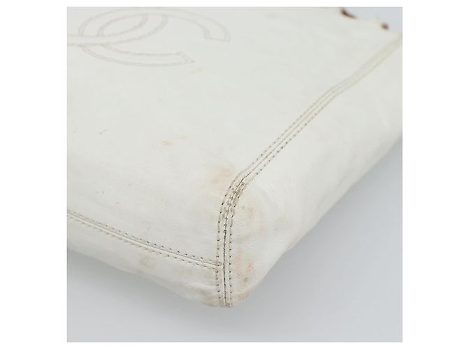 CHANEL Chain Hand Bag Leather White CC - vista 9