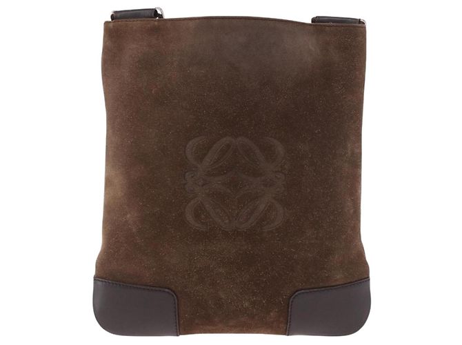 LOEWE Anagram Shoulder Bag Suede Brown Silver - vista 13