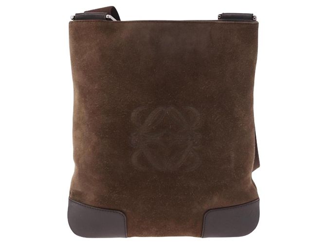 LOEWE Anagram Shoulder Bag Suede Brown Silver - vista 2