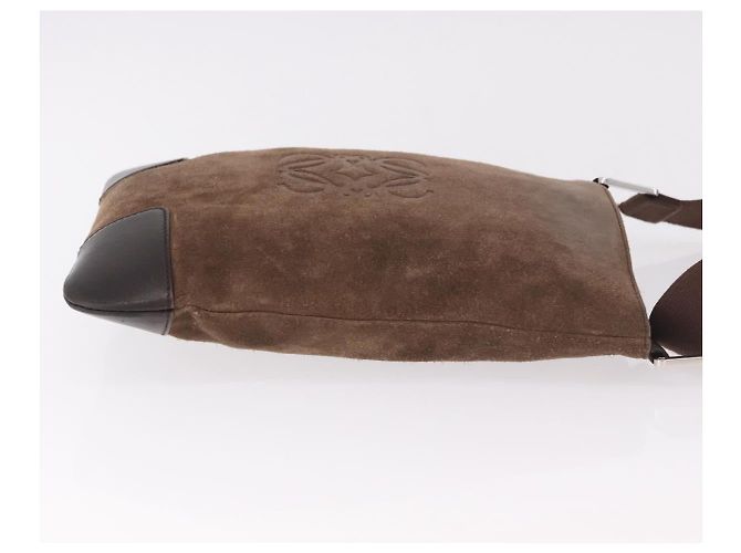 LOEWE Anagram Shoulder Bag Suede Brown Silver - vista 3