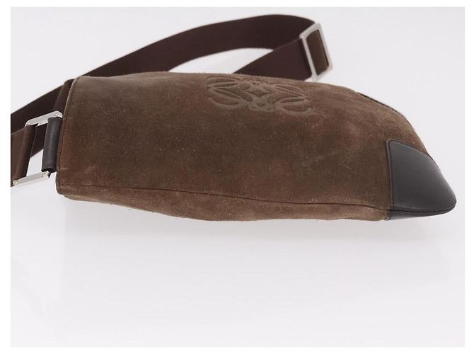 LOEWE Anagram Shoulder Bag Suede Brown Silver - vista 4