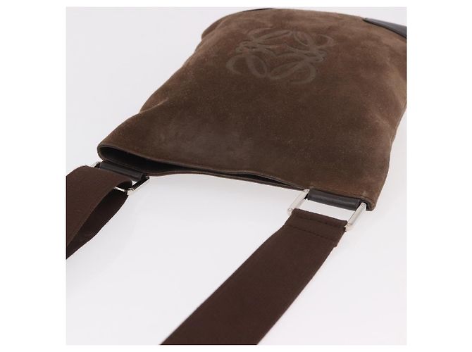 LOEWE Anagram Shoulder Bag Suede Brown Silver - vista 6