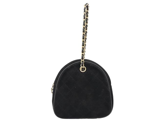 CHANEL Matelasse Chain Hand Bag Suede Black Gold CC - vista 13