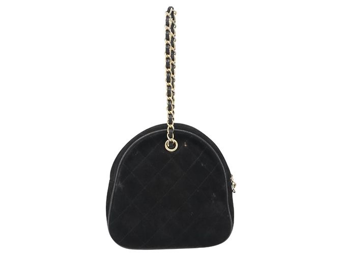 CHANEL Matelasse Chain Hand Bag Suede Black Gold CC - vista 2