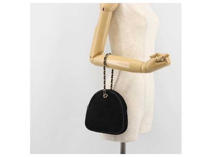 CHANEL Matelasse Chain Hand Bag Suede Black Gold CC - vista 22
