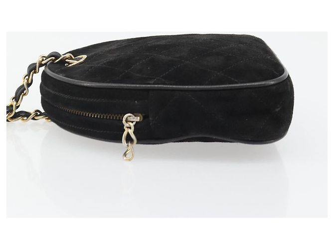 CHANEL Matelasse Chain Hand Bag Suede Black Gold CC - vista 4