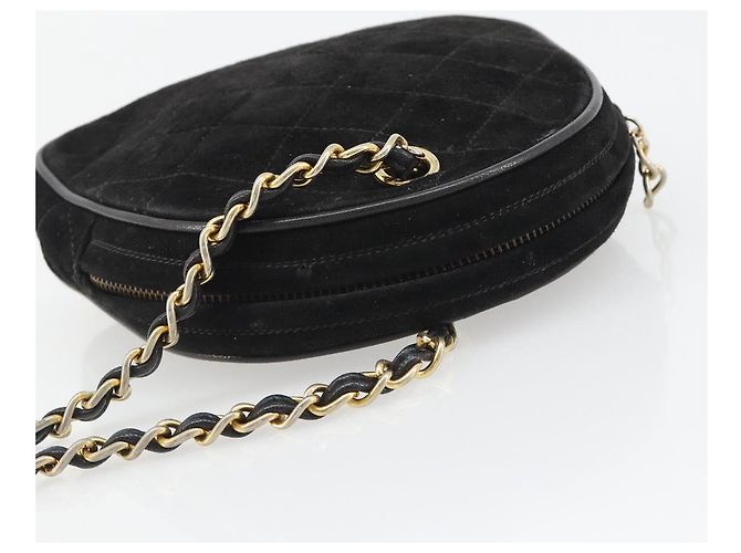 CHANEL Matelasse Chain Hand Bag Suede Black Gold CC - vista 6