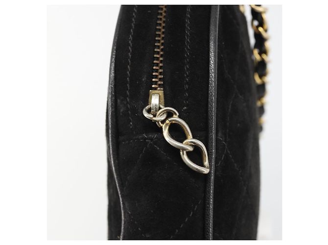CHANEL Matelasse Chain Hand Bag Suede Black Gold CC - vista 9
