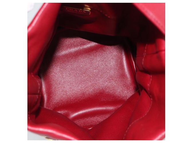 PRADA Petit Sack Hand Bag Leather Red Gold - vista 10