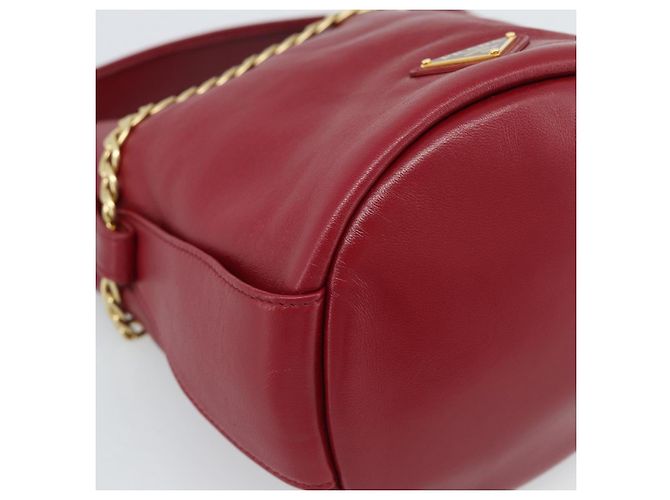 PRADA Petit Sack Hand Bag Leather Red Gold - vista 14