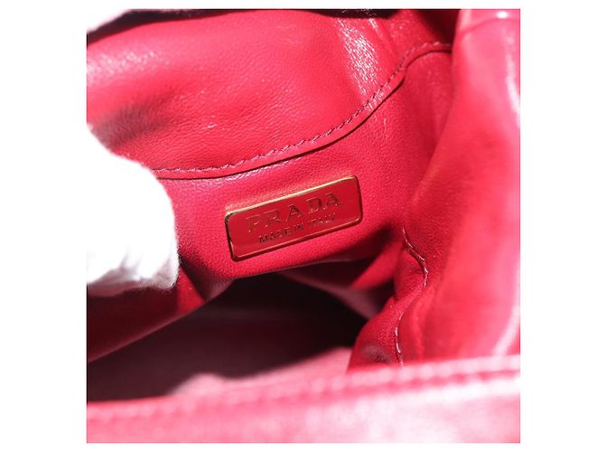 PRADA Petit Sack Hand Bag Leather Red Gold - vista 18