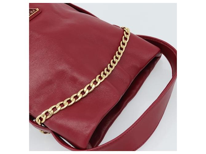 PRADA Petit Sack Hand Bag Leather Red Gold - vista 6