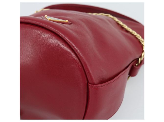 PRADA Petit Sack Hand Bag Leather Red Gold - vista 9