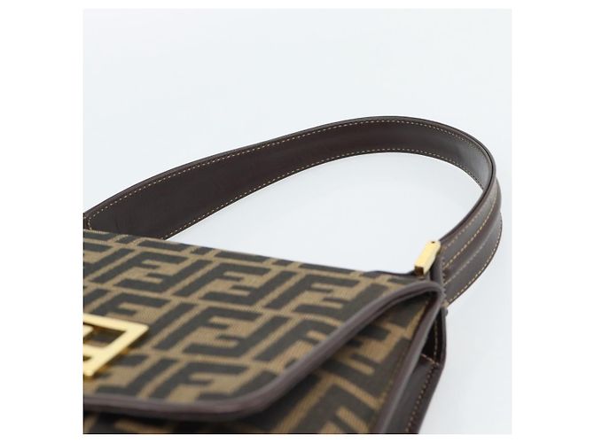 FENDI Zucca Canvas Schultertasche Schwarz Braun - Ansicht 14