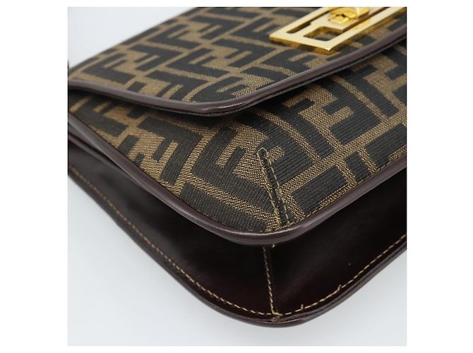 FENDI Zucca Canvas Schultertasche Schwarz Braun - Ansicht 15