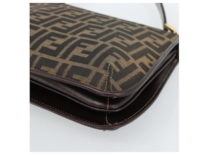 FENDI Zucca Canvas Schultertasche Schwarz Braun - Ansicht 16
