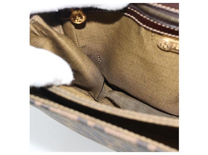 FENDI Zucca Canvas Schultertasche Schwarz Braun - Ansicht 20